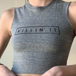 Gray Sleeveless Graphic Tee